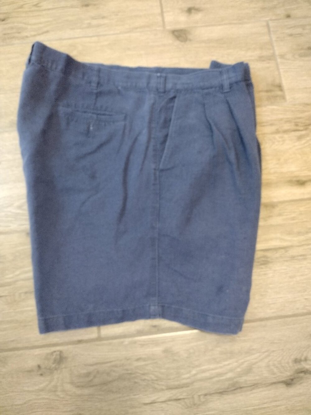 Vintage Repp Ltd Navy Linen-Cotton Blend Pleated Shorts